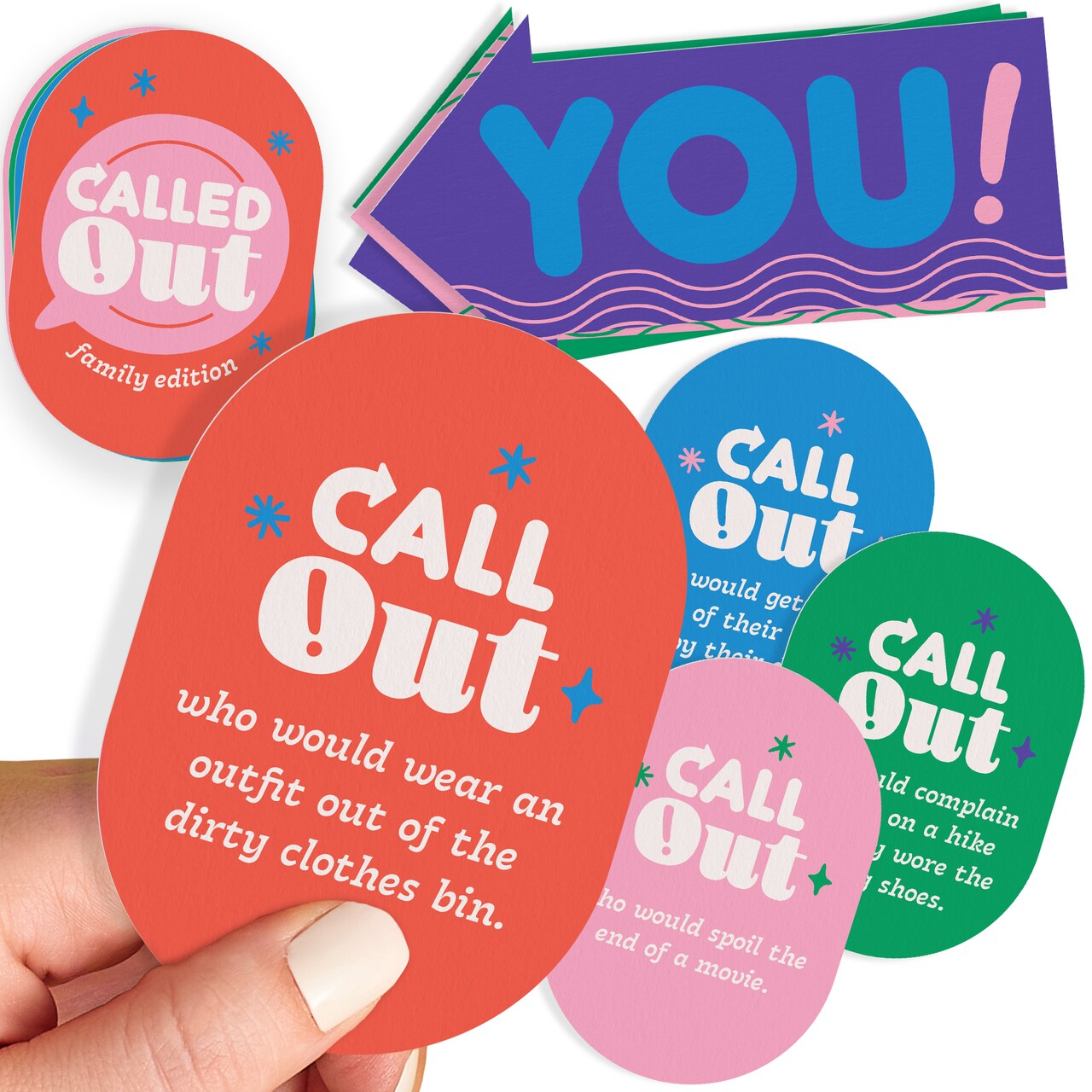 Big Dot of Happiness Called Out Family Edition Card Game, Family Game Night, Card Games for Kids, Fun Game Night Cards, 32 Cards and 10 Arrows